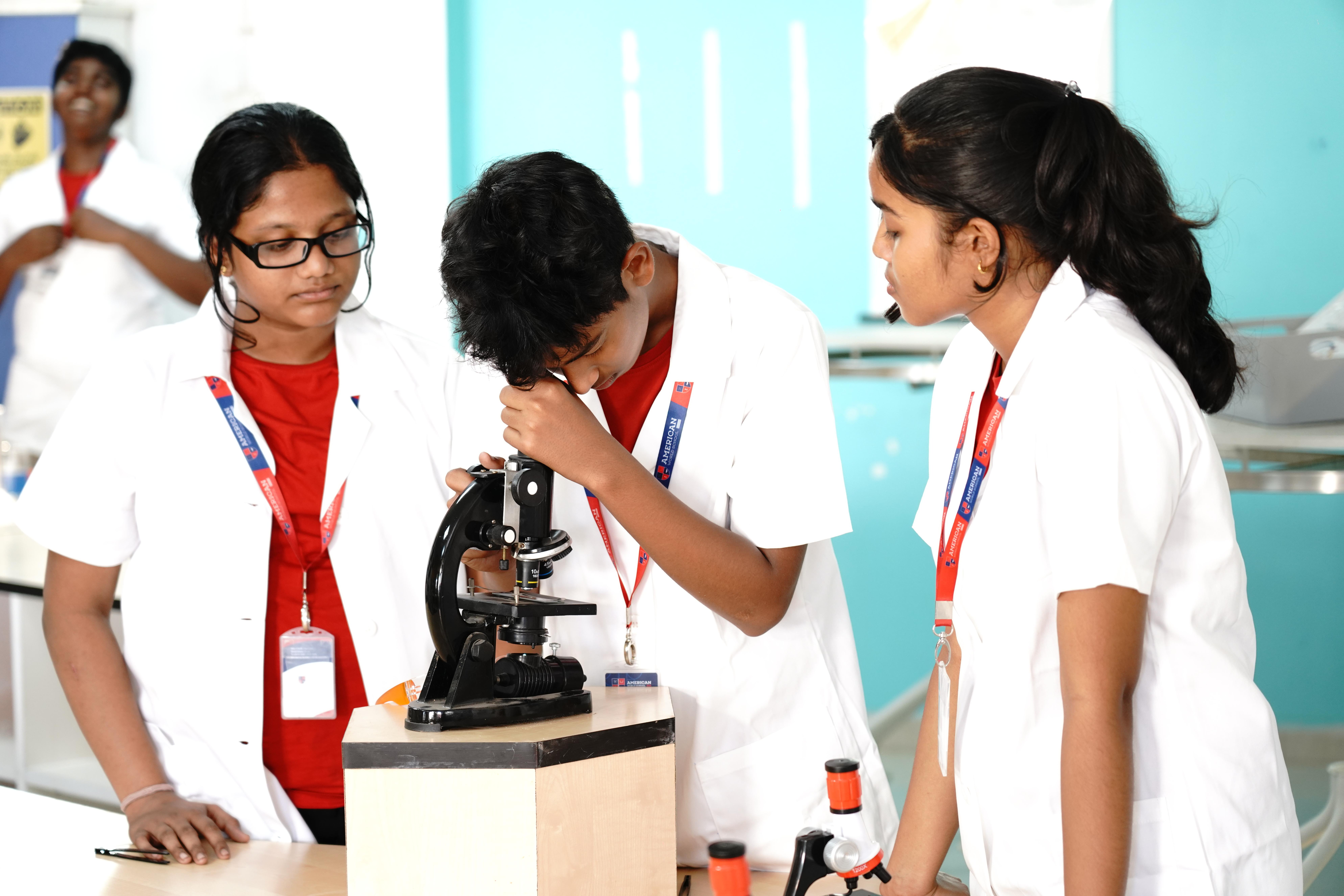 High School students in science lab